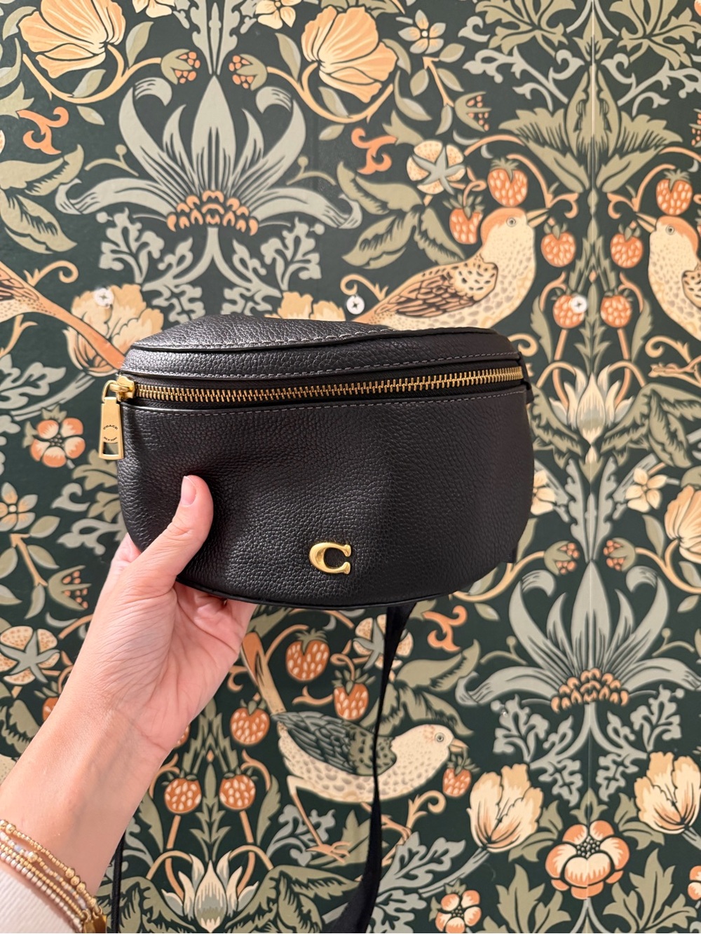 Coach Black Pebble Leather Fanny Belt Bag with Gold Hardware